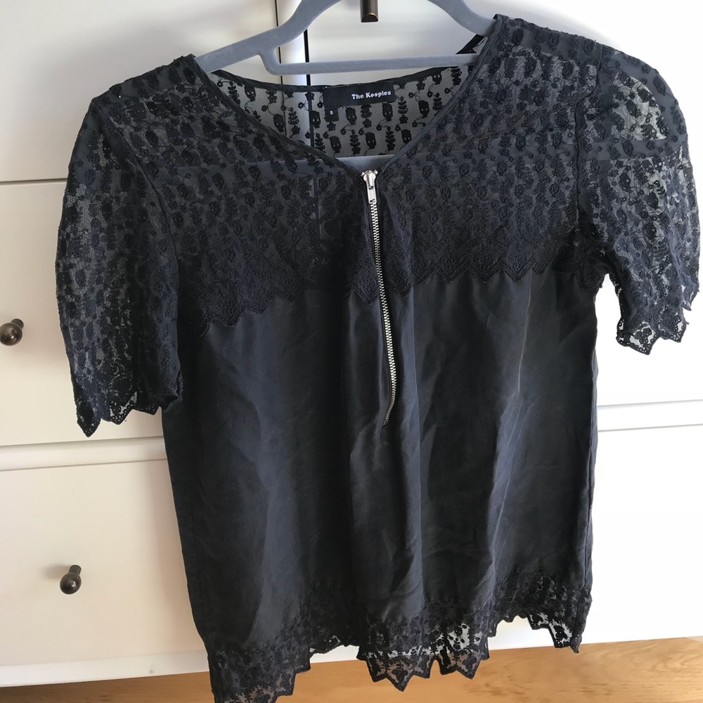 Black The Kooples silk and lace top